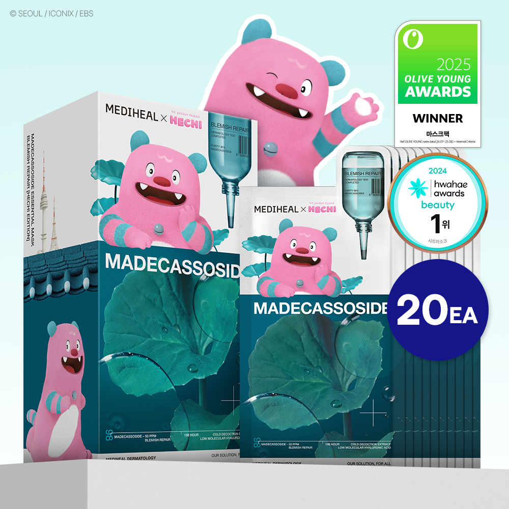 MEDIHEAL Madecassoside Essential Mask Sheet Blemish Repair 20ea (Seoul Mascot, HECHI Collaboration) - MEDIHEAL