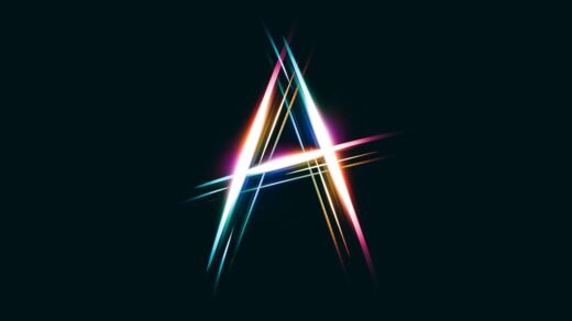 The letter a is made up of bright lines