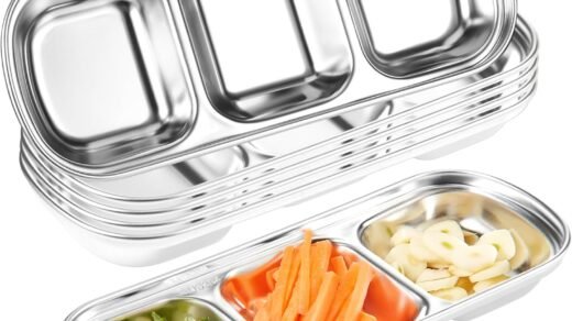 Maxcheck 6 Pcs Soy Sauce Dish Stainless Steel Divided Dip Bo