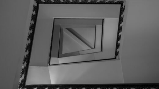 black and gray spiral stair