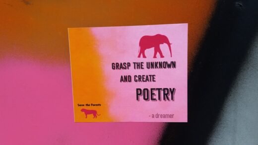 a pink sticker with a picture of an elephant on it