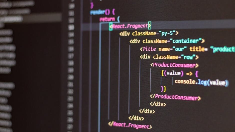 Close-up of HTML and JavaScript code on a computer screen in Visual Studio Code.