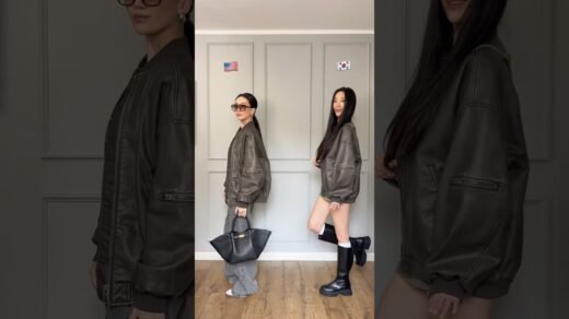 styling leather jacket 🇺🇸🇰🇷#outfitideas #waystostyle #ootd #americanstyle #koreanfashion #genz