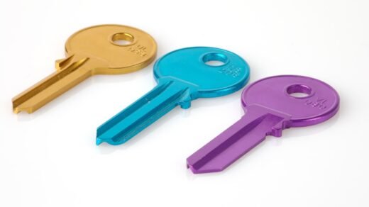 three assorted-color keys