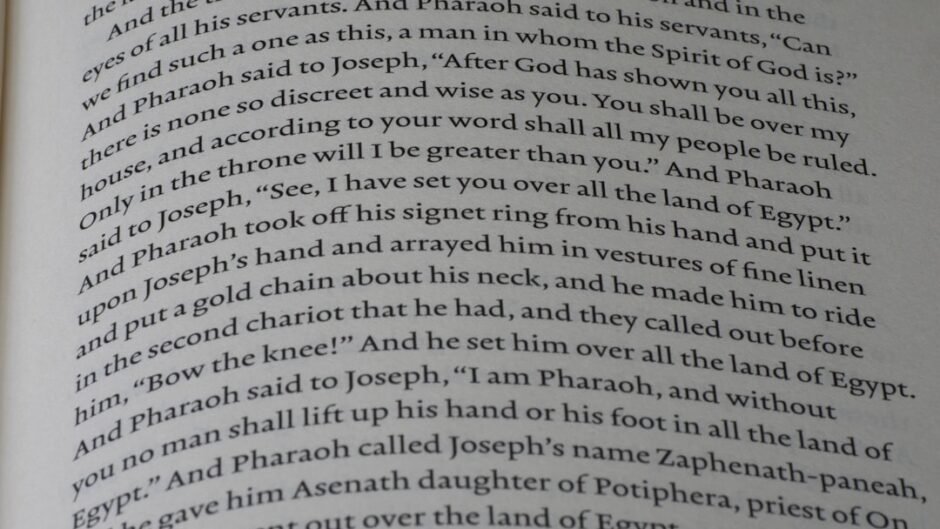 Close-up of text from a book page in a book.