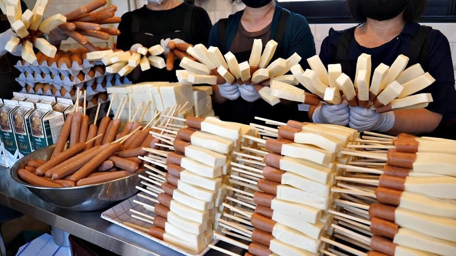 so delicious!! 'Cheese Hot Dog' that sells 2000 pieces a day. / korean street food