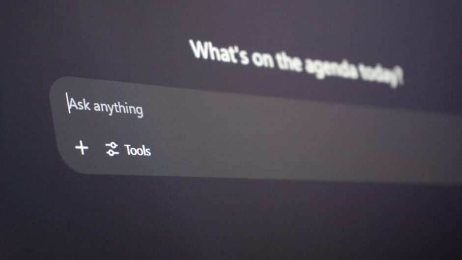 Digital interface with "ask anything" prompt.